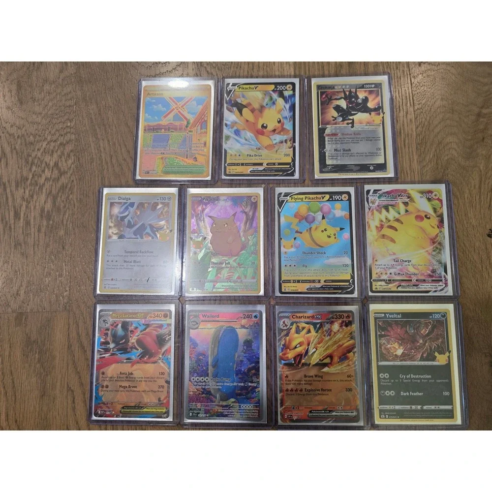 Pokemon TCG Card Lot Charizard ex Flying Pikachu V Greninja Star 11 Card Bundle